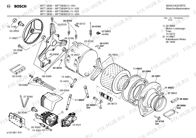 Взрыв-схема стиральной машины Bosch WFT2830FG WFT2830 - Схема узла 04