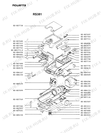 Взрыв-схема пылесоса Rowenta RS381 - Схема узла RS381___.AT1