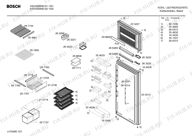 Взрыв-схема холодильника Bosch KSV4300NE - Схема узла 02