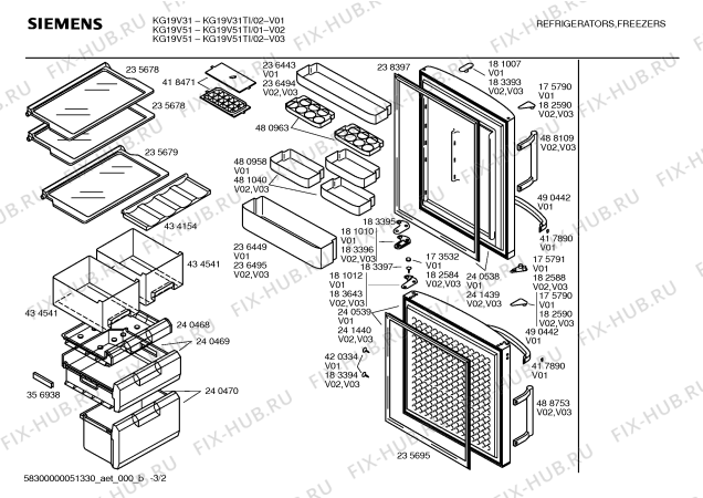 Взрыв-схема холодильника Siemens KG19V31TI - Схема узла 02