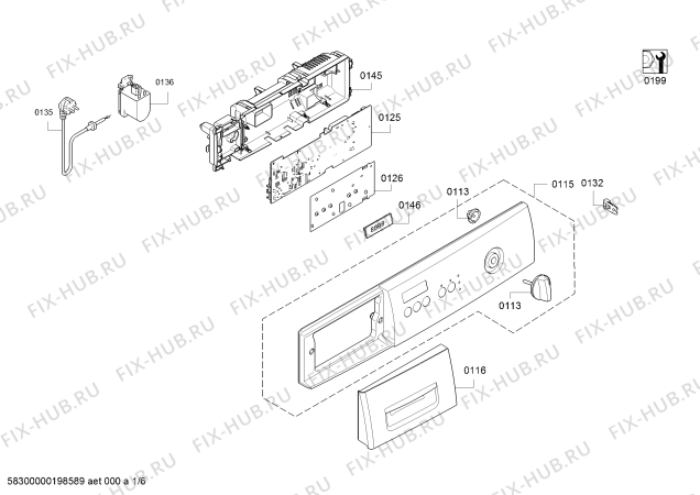 Схема №6 WAE2829U с изображением Панель управления для стиралки Bosch 11018584