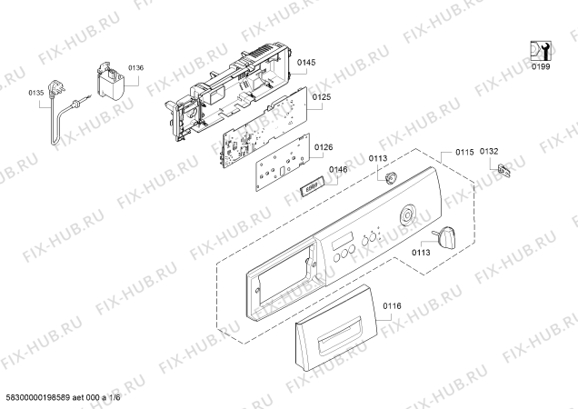 Схема №6 WAE24240PL Serie 2 с изображением Панель управления для стиральной машины Bosch 11021013
