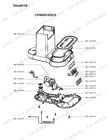 Взрыв-схема кофеварки (кофемашины) Rowenta CP400510/5C0 - Схема узла 7P003067.9P2