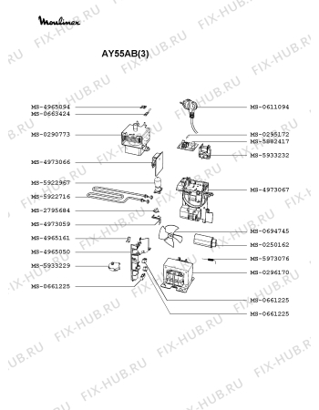 Взрыв-схема микроволновой печи Moulinex AY55AB(3) - Схема узла 8P002038.4P2