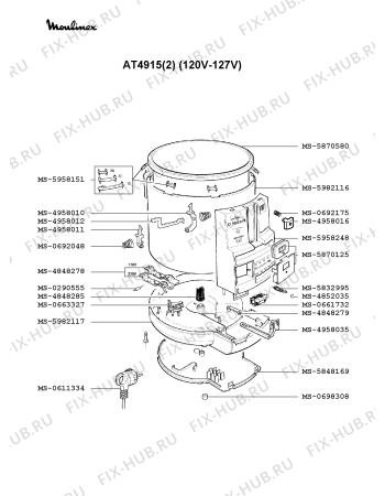 Взрыв-схема тостера (фритюрницы) Moulinex AT4915(2) - Схема узла FP002107.5P2
