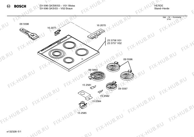 Схема №5 EH696GKS с изображением Стеклокерамика для духового шкафа Bosch 00233757