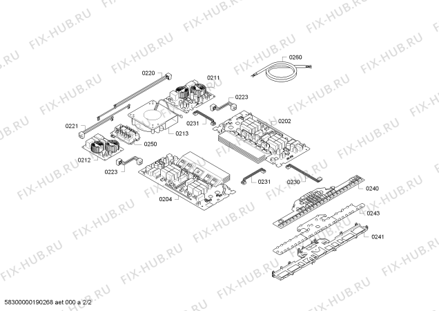 Взрыв-схема плиты (духовки) Bosch PIF601DC1E - Схема узла 02