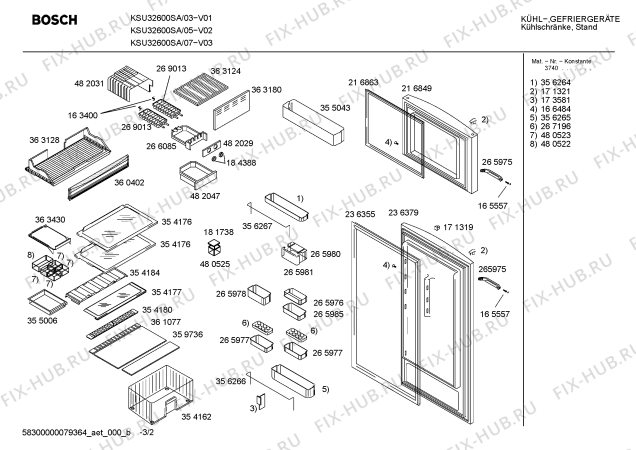 Схема №3 KSU32600SA с изображением Шланг Bosch 00178197