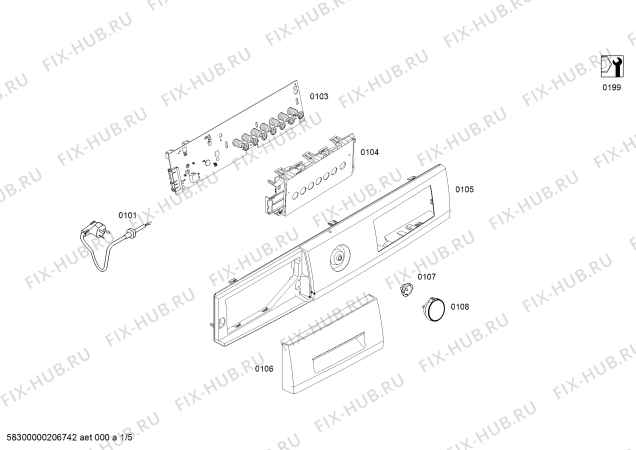 Схема №4 WU12P261HK iQ500 с изображением Крышка для стиралки Siemens 00776189