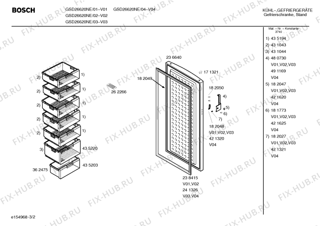 Взрыв-схема холодильника Bosch GSD26620NE - Схема узла 02