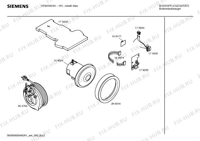 Взрыв-схема пылесоса Siemens VS92A46 EXTRAKLASSE L ELECTRONIC 925 - Схема узла 02