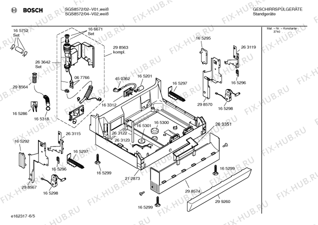 Взрыв-схема посудомоечной машины Bosch SGS8572 Exklusiv - Схема узла 05