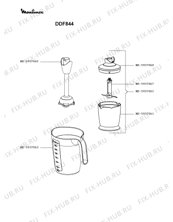 Взрыв-схема блендера (миксера) Moulinex DDF844 - Схема узла RP003332.7P2