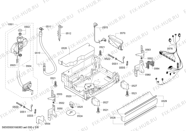 Взрыв-схема посудомоечной машины Bosch SMS57L08II SynthesiActive, MaxiSpace - Схема узла 05