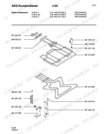 Взрыв-схема плиты (духовки) Aeg 5105E-D - Схема узла Section3