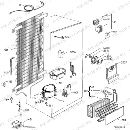 Взрыв-схема холодильника Ikea HAFTIGT 60282365 - Схема узла Cooling system 017