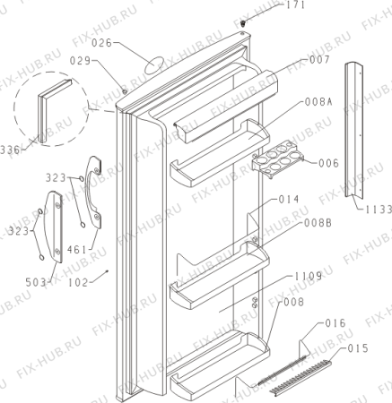 Схема №1 R41W (367179, HS1426) с изображением Ручка двери для холодильной камеры Gorenje 369358
