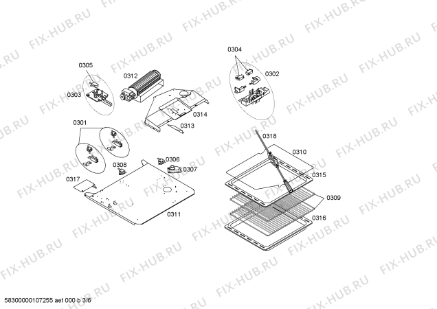 Схема №6 HSN972MEU с изображением Ручка управления духовкой для плиты (духовки) Bosch 00418606