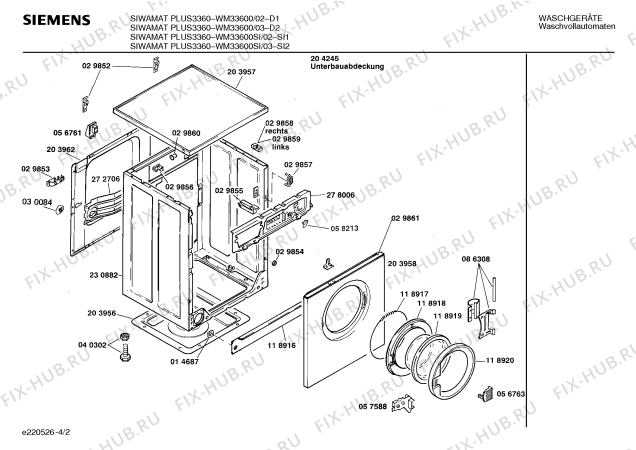 Схема №4 WM33600 SIWAMAT PLUS 3360 с изображением Инструкция по эксплуатации для стиралки Siemens 00514631