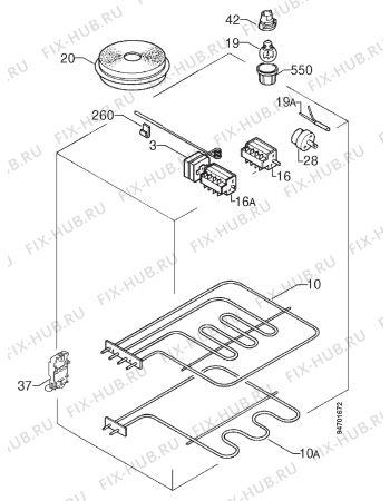 Взрыв-схема плиты (духовки) Rex R91E - Схема узла Electrical equipment 268