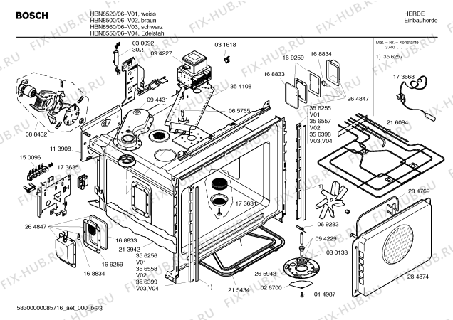 Схема №5 HBN8550 с изображением Инструкция по эксплуатации для духового шкафа Bosch 00580550