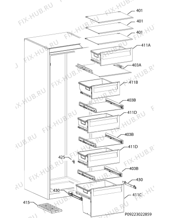 Взрыв-схема холодильника Electrolux LUC6NA24W - Схема узла Internal parts