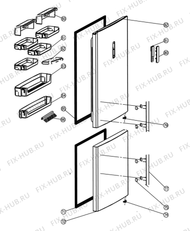 Схема №1 EN5284KOW с изображением Дверца для холодильной камеры Aeg 4055351573