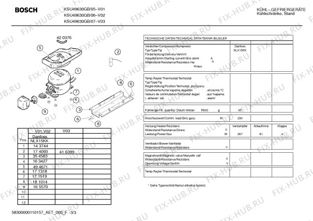 Схема №3 KGU40650 с изображением Сенсорная панель Bosch 00433992