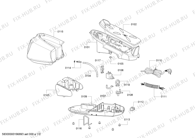 Схема №2 PL1450 Selecta с изображением Соединительный кабель для утюга (парогенератора) Bosch 12013702