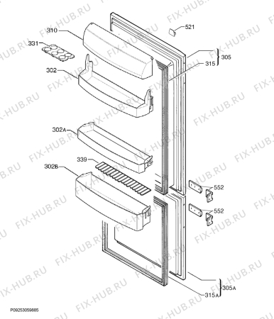 Взрыв-схема холодильника Zanussi ZBB928651S - Схема узла Door 003