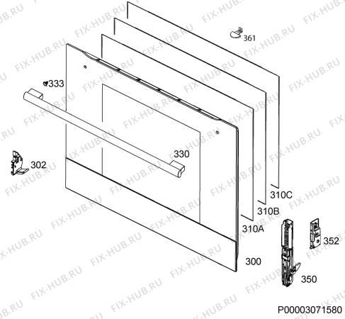 Взрыв-схема плиты (духовки) Electrolux EOC3419WFX - Схема узла Door
