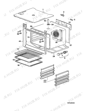 Взрыв-схема плиты (духовки) Privileg Quelle EH80950E-P(X), 60142 - Схема узла Oven