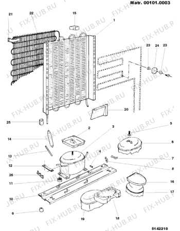 Взрыв-схема холодильника Indesit F233T (F000319) - Схема узла
