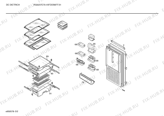 Схема №3 KIFDDS6FF с изображением Емкость для холодильника Bosch 00352270
