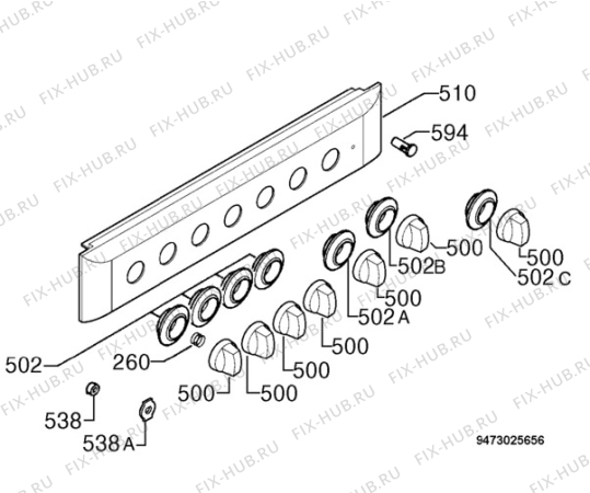 Взрыв-схема плиты (духовки) Rex Electrolux RXP650MSA - Схема узла Command panel 037