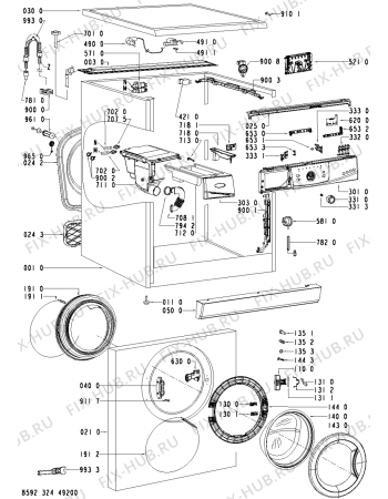 Схема №2 AWO/D 3513/P с изображением Обшивка для стиралки Whirlpool 480111100085