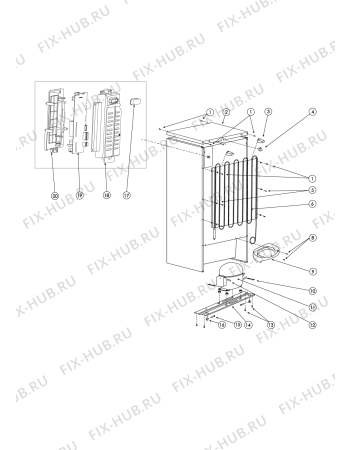 Взрыв-схема холодильника Indesit B20DFNF (F054032) - Схема узла