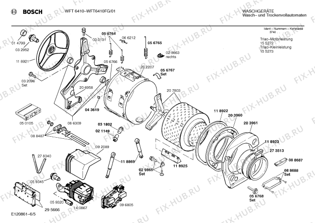 Взрыв-схема стиральной машины Bosch WFT6410FG WFT6410 - Схема узла 05