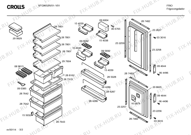 Взрыв-схема холодильника Crolls 6FG9652N - Схема узла 02