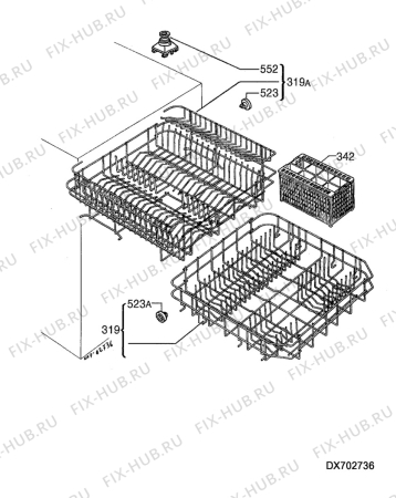 Взрыв-схема посудомоечной машины Aeg F4330 - Схема узла W10 Baskets D