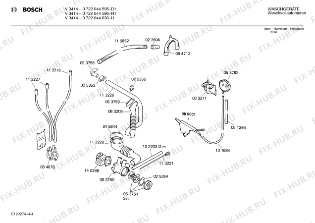 Взрыв-схема стиральной машины Bosch 0722044630 V3414 - Схема узла 04