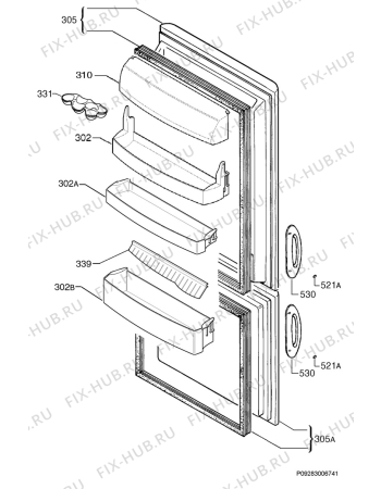 Взрыв-схема холодильника Zanussi ZK24/11V5 - Схема узла Door 003