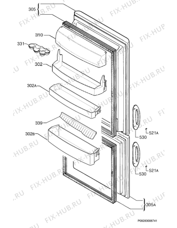 Взрыв-схема холодильника Zanker ZK185B4 - Схема узла Door 003