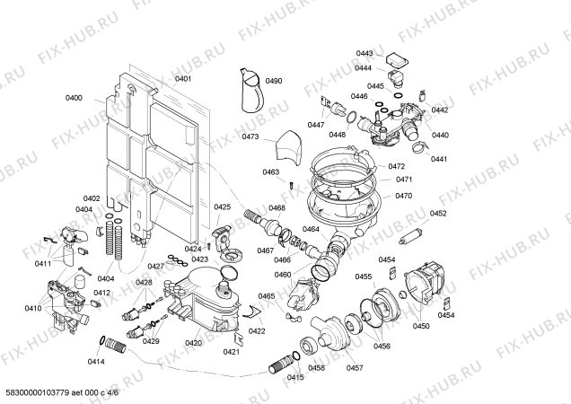 Взрыв-схема посудомоечной машины Bosch SGS55M12TC - Схема узла 04