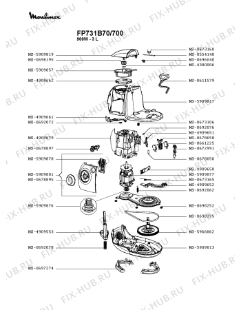 Взрыв-схема кухонного комбайна Moulinex FP731B70/700 - Схема узла YP004384.6P3