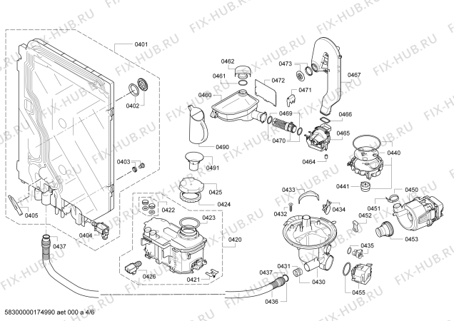 Взрыв-схема посудомоечной машины Bosch SMU63M85EU, SuperSilence - Схема узла 04