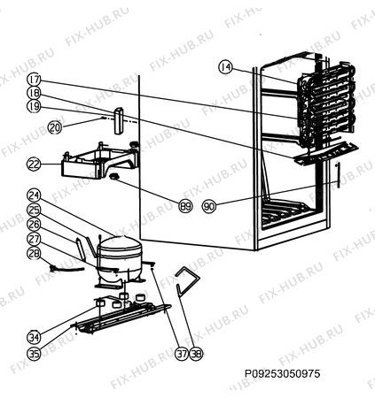 Взрыв-схема холодильника Electrolux ENF2440AOW - Схема узла Cooling system 017