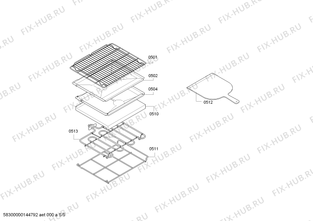 Схема №3 U14M42S0GB с изображением Решетка для плиты (духовки) Bosch 00443869