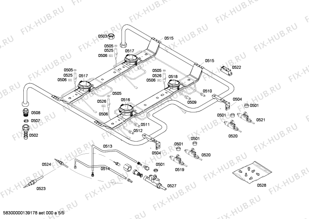 Схема №5 HSG202020F с изображением Кабель для плиты (духовки) Bosch 00498671