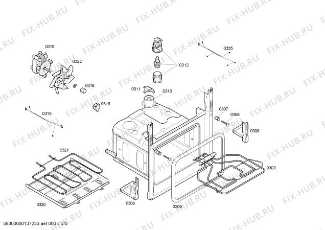 Взрыв-схема плиты (духовки) Bosch HBB43C420E - Схема узла 03